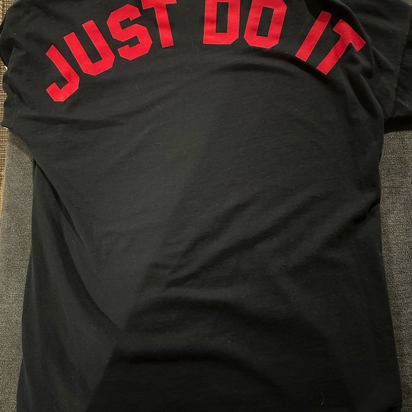 Nike Women's Black Long Sleeve Tee with White Accents and just do it on back - Picture 3 of 3